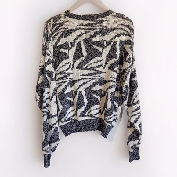 Vintage Barnaby Mens Sweater Sz Large Black White Retro Abstract 90s 80s Cosby - Picture 6 of 7